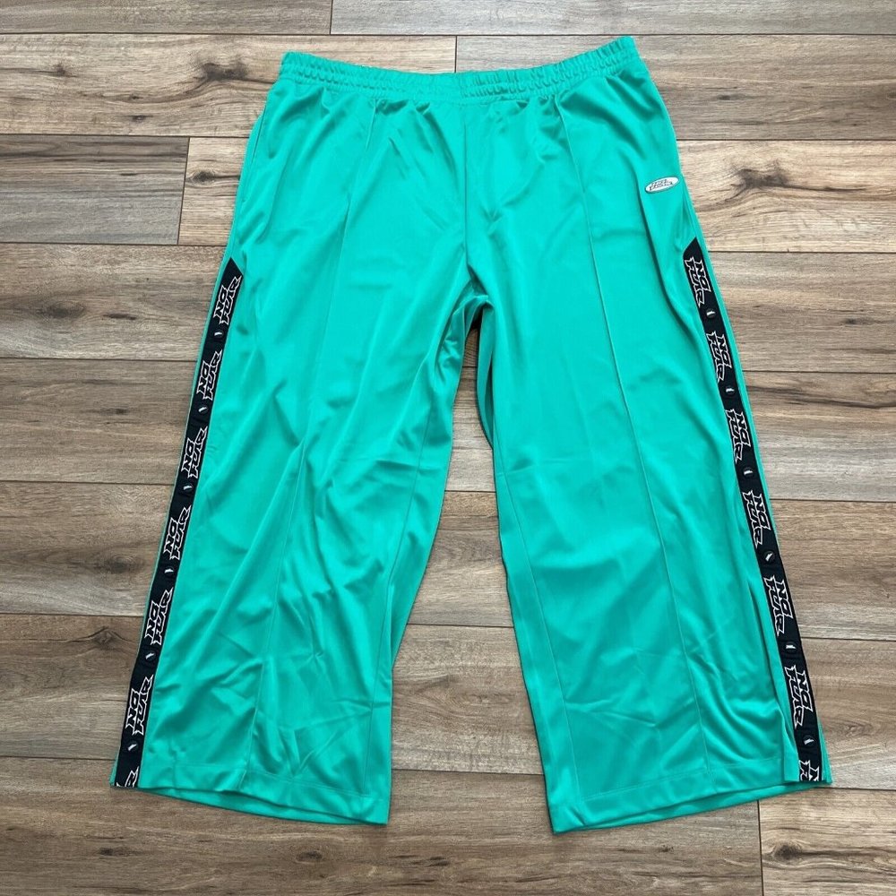 Men's NO FEAR x H&M Logo Track Pants SZ 3XL Green Polyester Pockets Wide Leg